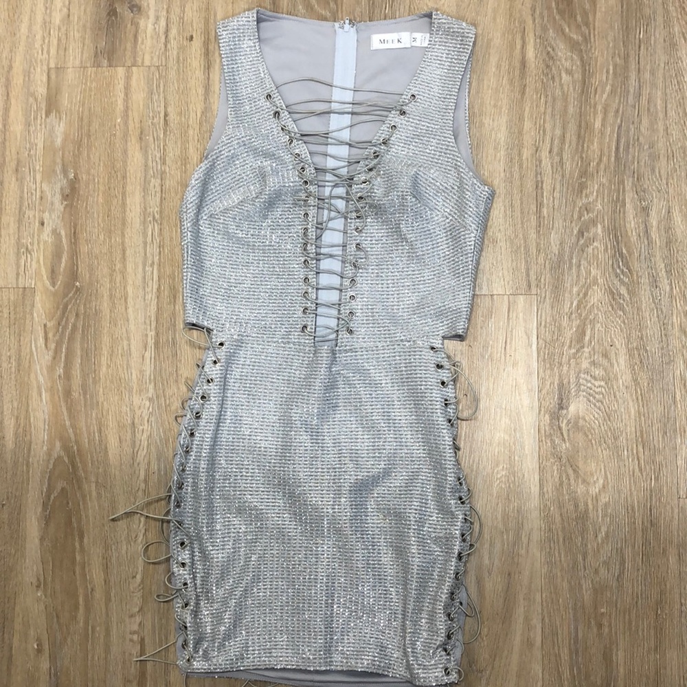 Glitter strap-up dress